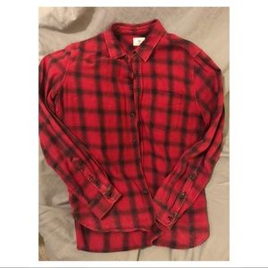 Classic Red and black plaid button up